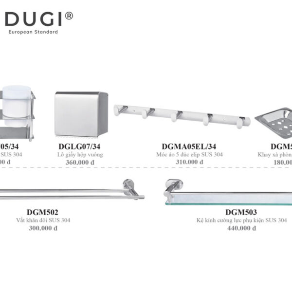 Phụ kiện 6 món DG6M5VP  (kệ cốc đơn + móc 5 Elip đúc)