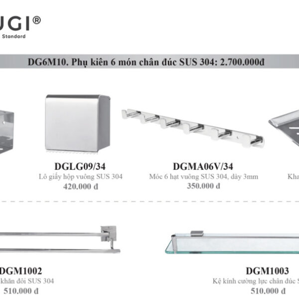 Phụ kiện 6 món cao cấp DG6M10 (kệ cốc đôi)